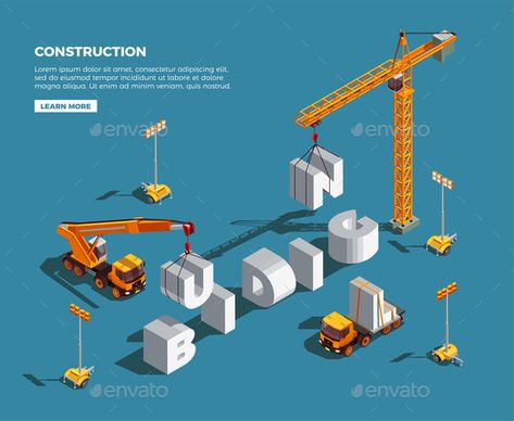 Construction Vehicles Isometric Composition #Vehicles, #Construction, #Composition, #Isometric Construction Games, Whale Illustration, Isometric Drawing, Construction Machines, Isometric Design, Sunset Background, Isometric Illustration, Graphic Design Fonts, Lighting Equipment