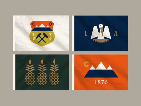 Flags by Jay Fletcher Flag Design Ideas, N Logo Design, American Logo, City Flags, Brand Refresh, Flag Icon, Photoshop Design, Flag Design, Vintage Graphics