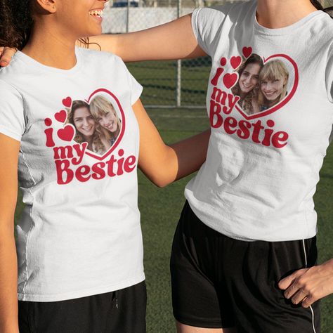 I Love My Bestie, Love My Bestie, Design Tshirts, Disney Couple T-shirt, I Love My Boyfriend, Heart Photo, Best Friend Shirts, Cool Gifts For Women, Love My Boyfriend