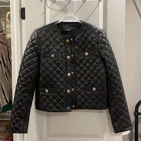 Maje leather jacket- never been worn Maje Leather Jacket, Puffer, Leather Jacket, Blazer, Outfit Inspo, Plus Fashion, Fashion Trends, Leather, Closet