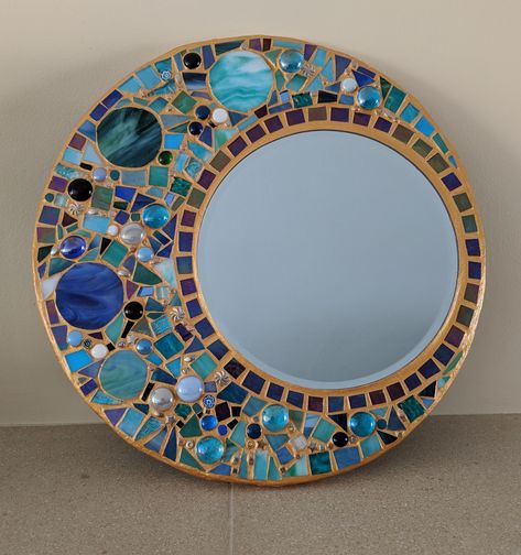 Flower Mirror Frame, Mosaic Wall Hanging, Glass Mosaic Mirror, Mosaic Mirror Frame, Stained Glass Mirror, Wall Hanging Mirror, Mirror Frame Diy, Flower Mirror, Mosaic Stained