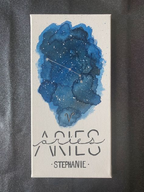 Aries Canvas Painting, Aries Painting Ideas On Canvas, Aries Painting Ideas, Zodiac Painting Ideas, Aries Painting, Aries Drawing, Zodiac Painting, Spiritual Art Painting, Stars Painting