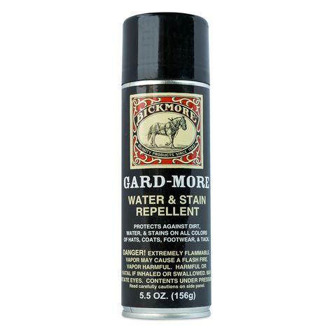 Amazon.com: Bickmore Gard-More Water & Stain Repellent 5.5oz- Leather Protector and Suede Protector Waterproofing Spray Guard for Boots, Shoes, Clothing, Hats, Jackets & More: Sports & Outdoors Tack Storage, Waterproof Spray, Gallery Icon, Protection Spray, Broken Bow, Car Upholstery, Leather Seats, Spray Can, Leather Hats