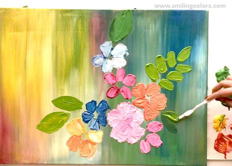 Abstract Flower Painting Acrylic Easy, Paint Flowers Acrylic, Acrylic Step By Step, Wall Painting Flowers, How To Paint Flowers, Step By Step Acrylic Painting, Easy Flowers, Floral Paintings Acrylic, Easy Flower Painting