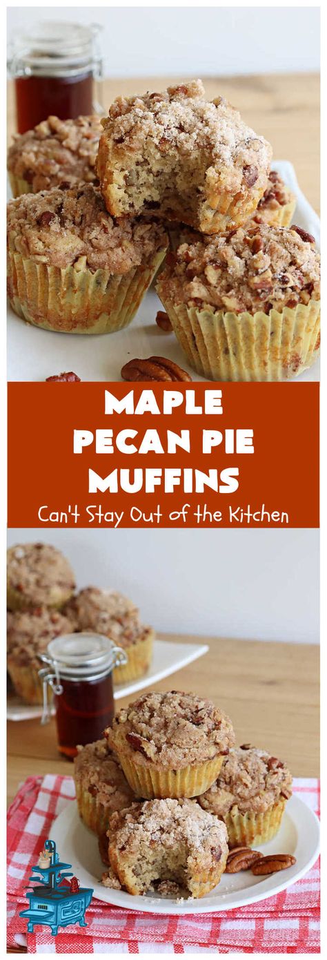 Maple Pecan Pie Muffins – Can't Stay Out of the Kitchen Maple Pecan Muffins, Pecan Muffins Recipe, Maple Muffins, Apple Pie Muffins, Maple Pecan Pie, Maple Extract, Pecan Pie Muffins, Pear Muffins, Bacon Muffins