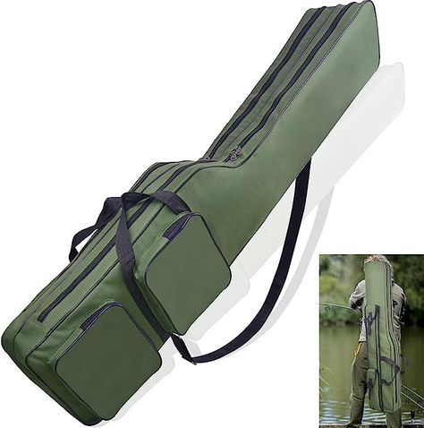 【】made of premium 600D oxford cloth and inner waterproof lining, water-resistant and tear-resistant 【】51.2"L x 9.4"D x 5.5"W. 【】Two main compartments with big zipped openings hold rod, line, float box etc. 【】4 exterior pockets to hold lures, knives, bait, etc. 【】hand carry strap and adjustable shoulder strap 【】rod bag is foldable and can be stored in your backpack 【】*paid link