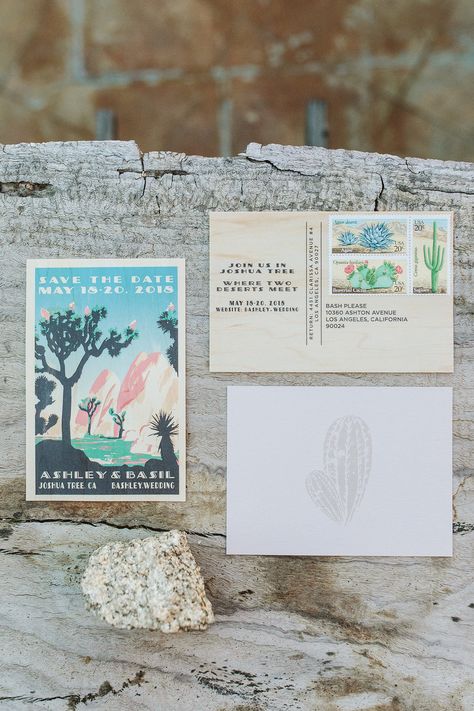 California Desert Wedding, Bohemian Centerpieces, Amber Moon, Joshua Tree Wedding, California Desert, Save The Date Postcards, High School Sweethearts, Desert Wedding, Moon Design