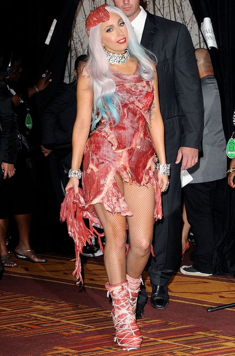 This is avant-garde, which means experimental in the arts. This dress was very daring to wear yet portrayed to some people to be artistic. Meat Dress, Lady Gaga, Meat