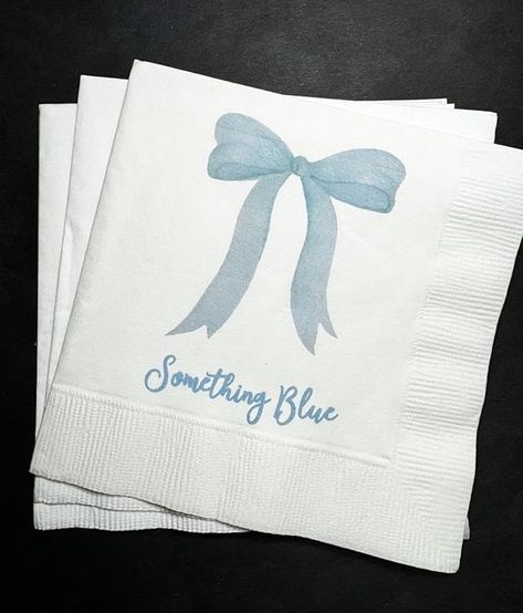 Amazon.com: Generic Something Blue Blue Bow Bridal Shower Brunch - Dinner Napkins Set of 25, White : Home & Kitchen Blue Bridal Shower Themes, Blue Bachelorette, Bridesmaids Brunch, Bachelorette Cocktails, Something Blue Bridal, White Bridal Shower, Paper Cocktail Napkins, Blue Bridal Shower, Brunch Cocktails