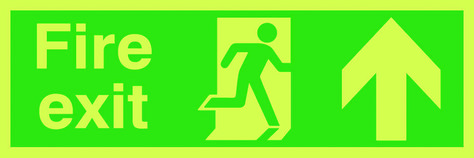 Fire exit UP sign.  Beaverswood - Identification Solutions Fire Exit Sign, Hospital Signage, Fire Exit, Danger Signs, Pvc Board, Safety Posters, The Exit, Exit Sign, Green Fire