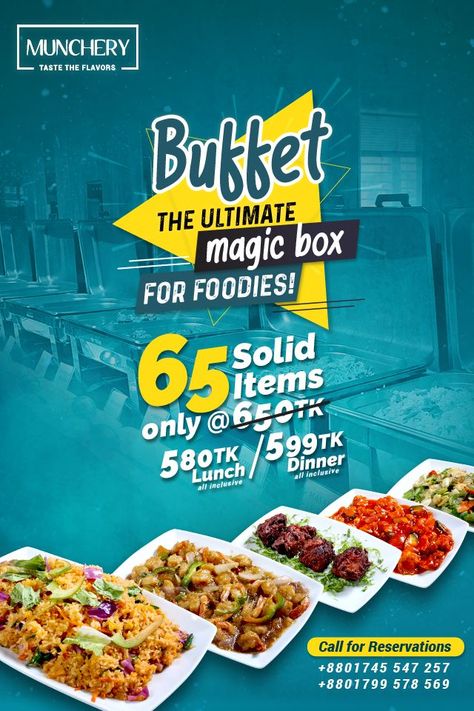 Lunch Buffet, Magic Box, Food Ads, Buffet Food, Food Packaging Design, Social Media Design Graphics, Creative Ads, Creative Posters, Creative Advertising