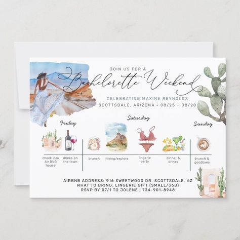 Bachelorette Weekend Itinerary  Desert Cactus Inv Invitation  Zazzle Cactus Invitation, Travel Bridal Showers, Wedding Weekend Itinerary, Beach Invitations, Bachelorette Weekend Itinerary, Bridal Brunch Invitations, Weekend Itinerary, Desert Cactus, Bachelorette Party Invitations