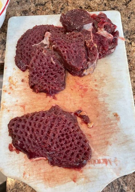 Chicken Fried Venison Steak - A Ranch Mom Venison Steak Marinade Recipes, Fried Venison Steak, Venison Ham Steak Recipes, Country Fried Venison Steak, Venison Steak Marinade, Fried Deer Backstrap, Deer Breakfast Sausage Recipe, Venison Minute Steak Recipes, Chicken Fried Backstrap Venison Recipes