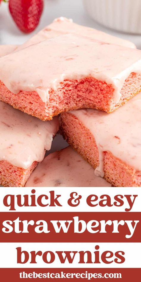 Indulge in Strawberry Cake Mix Brownies - a sweet dessert delight with only 7 ingredients. This easy recipe with simple glaze is set to star on your dessert table. Recipe Using Cake Flour, Easy Homemade Cheesecake, Strawberry Brownies Recipe, Buttermilk Brownies, Brownie Mix Recipes, Cake Mix Brownies, Strawberry Brownies, Strawberry Cake Mix, Boxed Cake