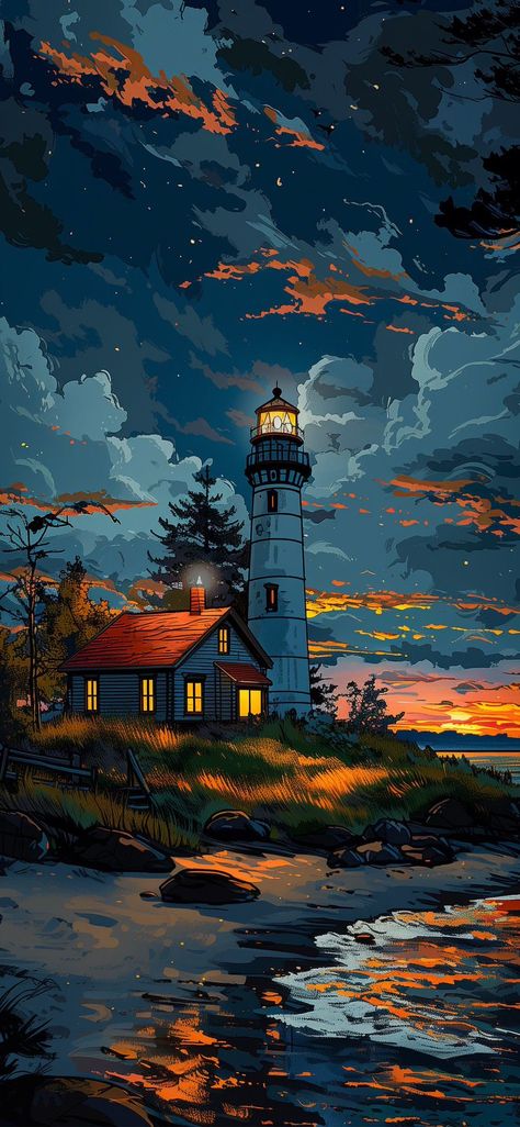 Lighthouse Aesthetic, Lighthouse Pictures, Dreamy Artwork, Cocoppa Wallpaper, Japon Illustration, Abstract Art Wallpaper, Cool Wallpapers Cartoon, Art Gallery Wallpaper, Cool Wallpapers Art