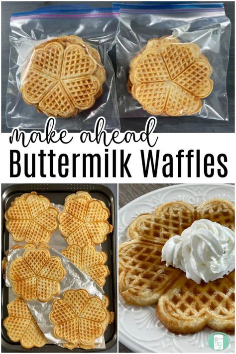 Homemade Freezer Waffles - Freezer Meals 101 Freezer Waffles, Freezer Meal Prep Recipes, Protein For Breakfast, Best Freezer Meals, Freezer Meal Recipes, Buttermilk Waffles, Freezable Meals, Frozen Waffles, Make Ahead Freezer Meals