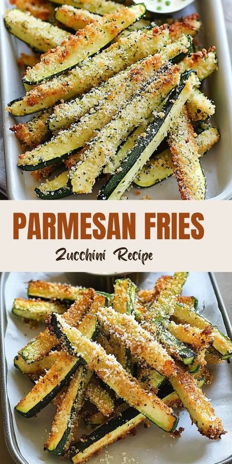 Parmesan Zucchini Fries Ingredients: 3 small zucchinis 2 large eggs 1 pinch salt 3 dashes of ground black pepper 2 cups Japanese panko bread crumbs ½ cup grated Parmesan cheese Ranch dressing for dipping (optional) #Zucchini #Fries Zucchini Fries Recipe, Baked Zucchini Chips Parmesan, Air Fried Zucchini, Oven Baked Zucchini Fries, Keto Zucchini Fries, Roasted Zucchini, Large Zucchini Recipes, Parmesan Zucchini Fries Air Fryer, Parmasean Zucchini Air Fryer