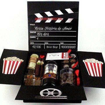 Movie Night Box, Kit Cinema, Ideas Aniversario, Girly Birthday Party, Birthday Room Decorations, Movie Themed Party, Movies Box, Cute Couple Gifts, Candy Bouquet