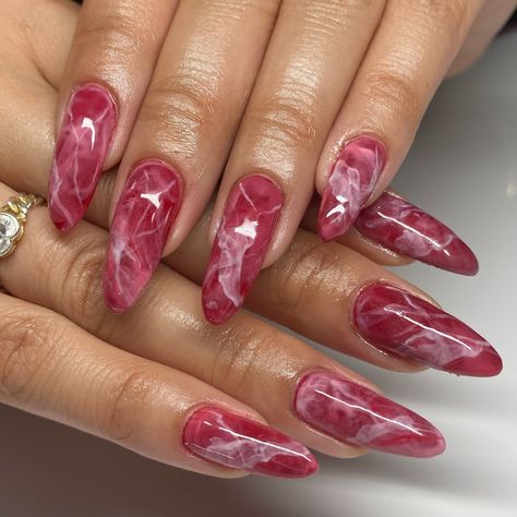 sexii marble nails ( my first time) for @xiao.miaomi on her natural nails 🫶🏽🌹🥀 #marblenails #nails #nycnails #nailartist brooklyn nails Granite Nails Marbles, Dark Pink Marble Nails, Blooming Gel Marble Nails, Christmas Marble Nails, Short Marble Acrylic Nails, Jelly Marble Nails, Pink Blooming Gel Nails, Burgundy Marble Nails, Marble Almond Nails