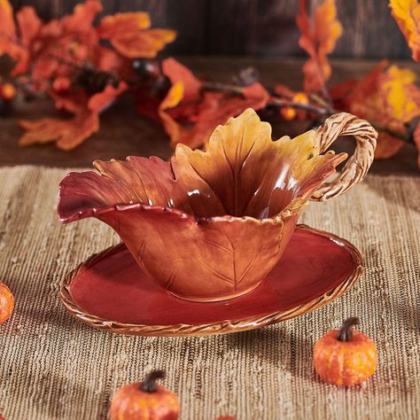 Christmas Centers, Tanah Liat, Tassen Design, Bountiful Harvest, Fall Leaf, Fitz And Floyd, Autumn Season, Dream House Decor, Gravy Boat