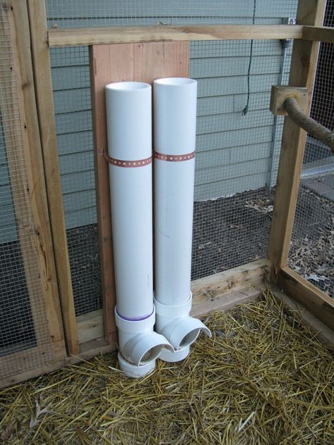 Chicken Coop Projects | The Owner-Builder Network Duck Feeder, Pvc Chicken Feeder, Animal Farming, Rabbit Feeder, Chicken Feeder Diy, Farming Ideas, Chicken Feeders, Country Ideas, Coop Ideas