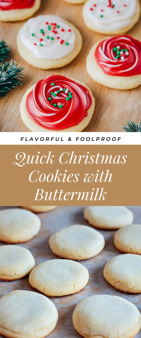 Image for Quick Christmas Cookies with Buttermilk Buttermilk Sugar Cookies Soft, Buttermilk Cutout Cookies, Cookies Using Buttermilk, Buttermilk Cookies Recipe, Cookies With Buttermilk, Quick Christmas Cookies, Festive Christmas Cookies, Buttermilk Cookies, Christmas Cutout Cookies