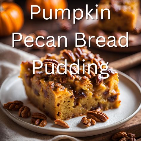 Pumpkin Pecan Bread Pudding Maple Bourbon Sauce, Pecan Bread Pudding Recipe, Pumpkin Bread Pudding Recipe, Pumpkin Pecan Bread, Pecan Bread Pudding, Easy Pumpkin Bread, Rum Sauce, Easy Pumpkin Dessert, Bread Pudding Easy