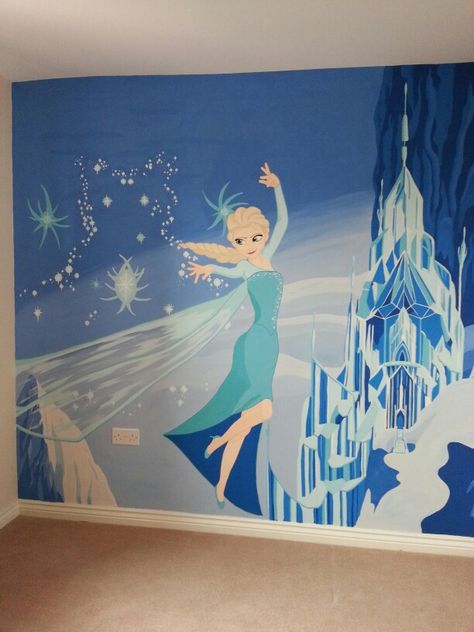 Frozen Wall Mural, Frozen Mural Bedrooms, Playhouse Mural, Disney Princess Mural, Preschool Girl Bedroom, Frozen Mural, Princess Mural, Elsa Castle, Disney Mural