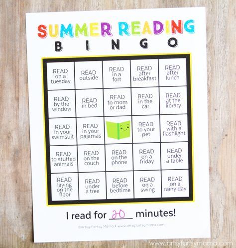 Free Printable Summer Reading Bingo at artsyfartsymama.com Summer Reading Bingo, Reading Bingo, Summer Packet, Reading Incentives, Slime Ideas, Summer Boredom, Summer Reading Challenge, Backyard Activities, Summer Fun For Kids