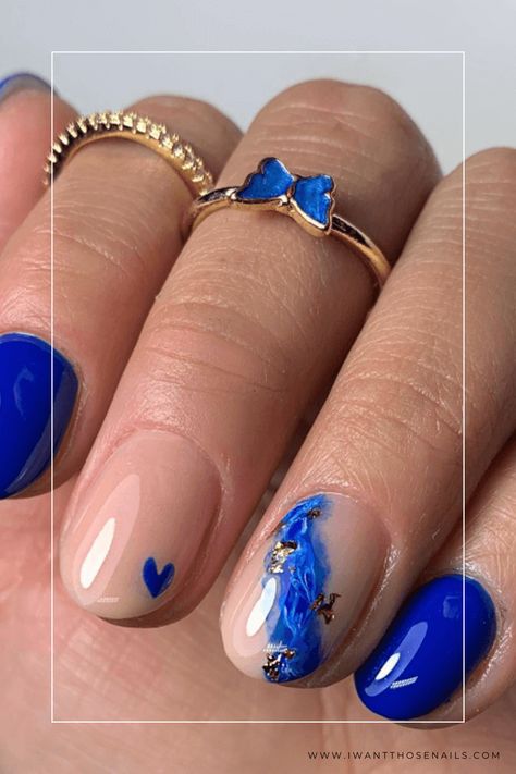 Classy Royal Blue Nails Nails Ideas Royal Blue, Blue Gel Manicure Designs, Royal Blue Manicure Ideas, Blue French Nails With Design, Royal Blue Nails For Wedding, Royal Blue Manicure, Royal Blue And White Nail Ideas, Royal Blue Prom Dress Nail Ideas, Best Nail Designs Classy