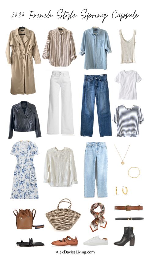 French Style Spring, French Capsule Wardrobe, Capsule Wardrobe Women, Spring Summer Capsule Wardrobe, Travel Capsule Wardrobe, Spring Capsule Wardrobe, Wardrobe Capsule, Coastal Grandmother, Spring Capsule