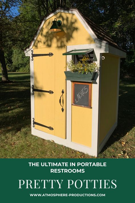 Elegant Porta Potty, Small Outdoor Restroom Ideas, Portable Bathroom Ideas, Outside Restroom Ideas, Garden Toilet Ideas, Outdoor Bathroom Ideas, Porta Potty Decorating Ideas, Diy Outdoor Bathroom, Diy Portable Toilet