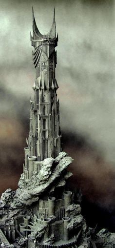 Barad-dûr, The Dark Tower of Sauron The sculpture used in the Lord of the Rings movies are made by David Tremont at Weta Workshop. Inspriration for Lethal Desire - BOTB '13 Sauron Tower, Barad Dur, Lord Of Rings, Rings Tattoo, Lord Of The Rings Tattoo, John Howe, The Dark Tower, Lotr Art, Tolkien Art