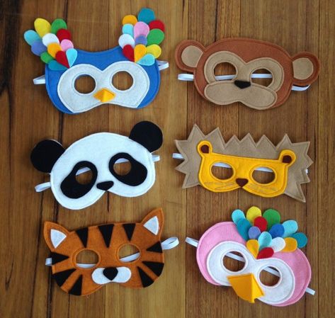 Felt Masks For Kids Pattern, Animals Masks For Kids Crafts, Masky Na Masopust, Mask Ideas For Kids, Felt Masks For Kids, Animals Mask, Animal Masks For Kids, Felt Animal Masks, Masks Kids