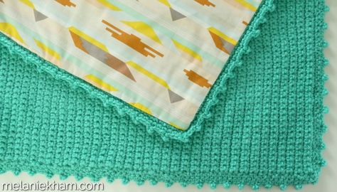 Learn how to line your crochet blanket with fabric.  create a double sided blanket, with crochet on one side and cotton fabric on the other.  This will help you learn how to line your crochet projects as well. Sewing Machine Ideas, Sewing Machines Best, Crochet Blanket Edging, Crochet Stitches Diagram, Crochet Work, Beginner Crochet Projects, Afghan Crochet, Your Crochet, Crochet Throw