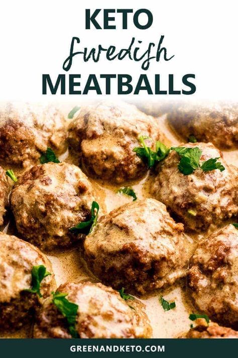 Green Meatballs, Keto Swedish Meatballs, Meatballs Swedish, Swedish Meatballs Recipe, Keto Dinner Recipe, Keto Green, Keto Meatballs, Low Carb Meatballs, Keto Beef Recipes