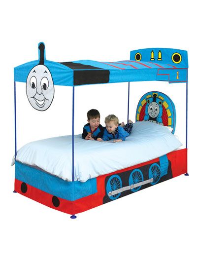 Thomas the Tank Engine Thomas and Friends Bed Canopy Ready Room Four Poster Friends Room Ideas, Train Bedroom Decor, Kids Single Bed, Train Bed, Train Bedroom, Friends Room, Toddler Bed Frame, Train Room, Bed Canopy