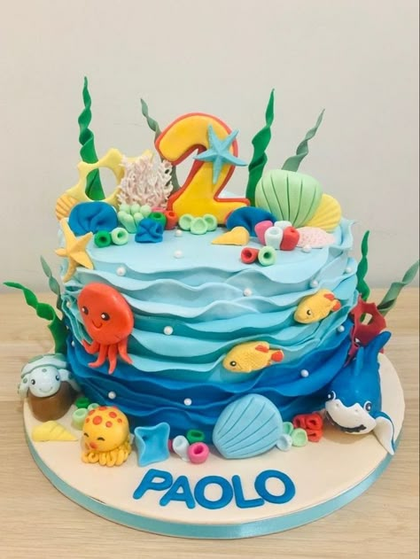 Under Sea Theme Cake, Under Sea Birthday Cake, Tropical Fish Cake, Fish Theme Birthday Cake, Seaworld Birthday Party, Sea Theme Cake Ocean, Ocean Theme Cake Kids, Birthday Cake Under The Sea, Aquarium Birthday Cake