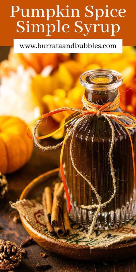 Thanksgiving Mimosa, Pumpkin Spice Simple Syrup, Simple Syrup Recipe, Bubble Recipe, Pumpkin Syrup, Homemade Pumpkin Spice, Simple Syrup Recipes, Homemade Syrup, Pumpkin Spice Syrup