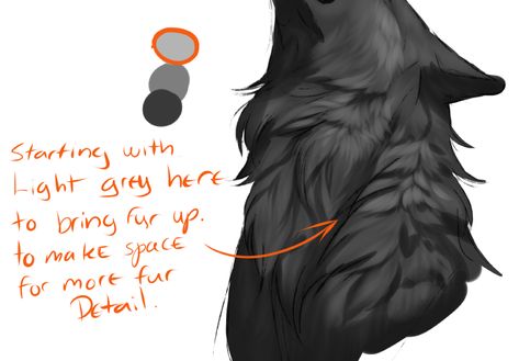 Fur Scarf Drawing, How To Shade Fur Digital, Fur Rendering Tutorial, Fur Shading Tutorial, Fur Tutorial Digital, How To Shade Fur, How To Render Fur, Fur Drawing Reference, How To Paint Fur