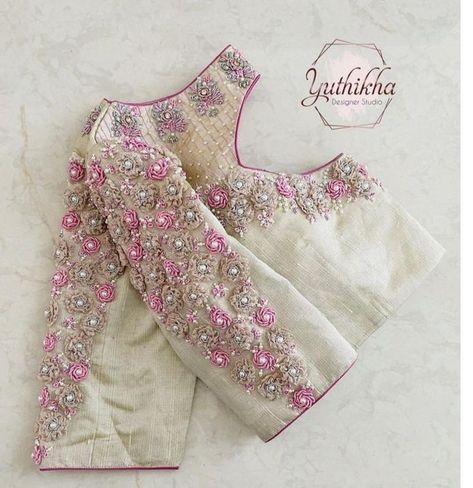 Yuthika Blouse Design, Work Blouse Hand Designs, Floral Embroidery Blouse, Silk Saree Blouse Designs Patterns, Blouse Designs Catalogue, Latest Blouse Designs Pattern, Aari Blouse, Traditional Blouse Designs, Latest Model Blouse Designs