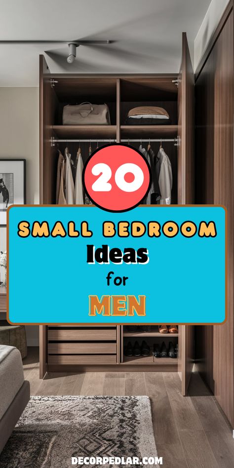 Elevate your personal retreat with these sophisticated small bedroom ideas for men. Maximize every inch with streamlined, masculine furniture and smart storage solutions. Ground the space with a bold accent wall or moody color palette, then layer in rugged textures like leather, wood, and dark metals for an edgy, modern feel. Small Mens Bedroom, Small Masculine Bedroom, Bedroom Designs For Men, Single Man Bedroom, 20 Year Old Male Bedroom Ideas, Adult Male Bedroom Ideas, Masculine Furniture, Modern Mens Bedroom, Small Bedroom Ideas For Men