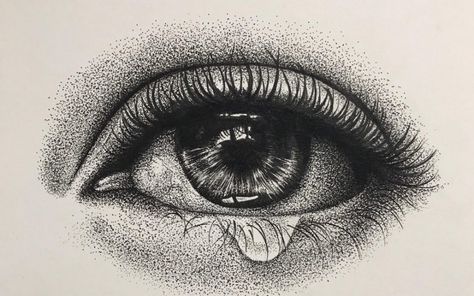 Stippled Eye - Rashelle Stetman Ink Tattoo Ideas, Pointalism Art, Pointillism Tattoo, Stippling Drawing, Dotted Drawings, Ink Pen Art, Pen Art Work, Gold Art Painting, Stippling Art