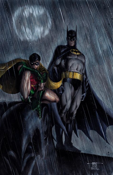 #Batman #And #Robin #Fan #Art. (Batman and Robin) By: Edtadeo. ÅWESOMENESS!!!™ ÅÅÅ+ Robin Pictures, Robin Comics, Batman And Batgirl, Heroes Book, Dc Art, Batman Artwork, Batman Wallpaper, Dc Comics Artwork, Batman Universe