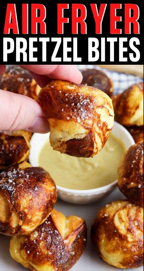 Air Fryer Pretzel Bites, Easy Pretzel Bites, Air Fryer Pretzel, Hot Mustard Sauce, Paleo Ideas, Pretzel Bites Recipes, Air Fryer Recipes Snacks, Canned Biscuits, Air Fryer Oven Recipes