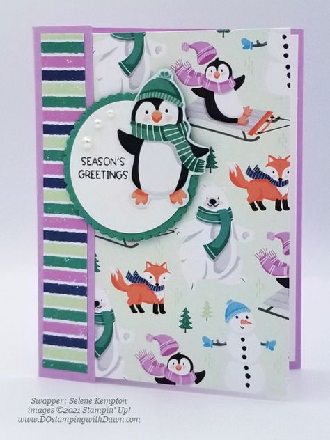 Penguin Playmates Stampin Up Cards, Penguin Punch, Penguin Christmas Cards, Stampin Up Weihnachten, Penguin Party, Stamped Christmas Cards, Stampin Up Christmas Cards, Club Ideas, Stampin Up Christmas