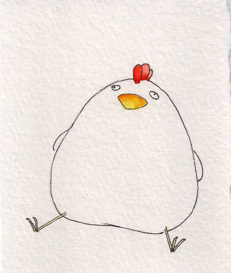 Look at this drawing of a fat chicken. You're welcome. Chicken Drawing, Chicken Art, Pola Sulam, 수채화 그림, Happy Paintings, Arte Animal, Bird Drawings, A Chicken, Stick Figures