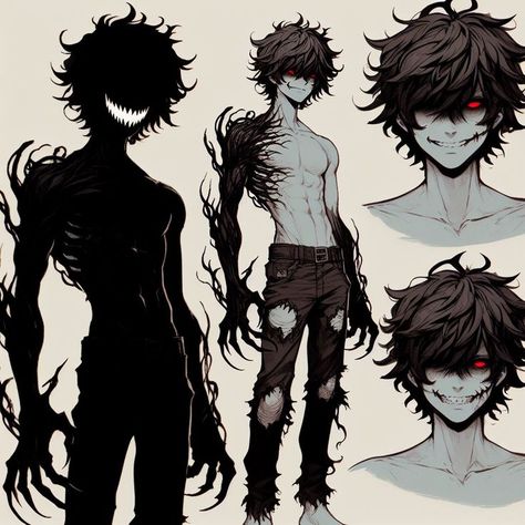 Scary Character Design Male, Shadow Oc Male, Male Oc Ideas Character Design, Corrupted Character Design, Character Design Villain, Antagonist Character Design, Monster Boy Oc, Monster Oc Art, Male Monster Oc