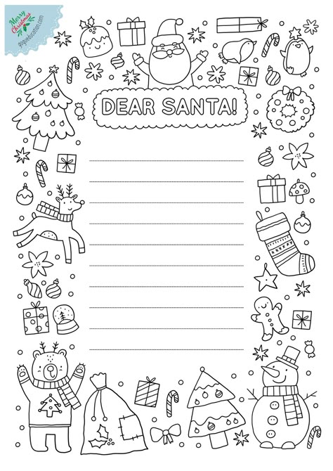 Christmas Printable Activities, Christmas Colouring Pages, Santa Coloring Pages, Free Christmas Coloring Pages, Christmas Activity Book, Christmas Worksheets, Letter To Santa, Christmas Letter, Christmas Drawing