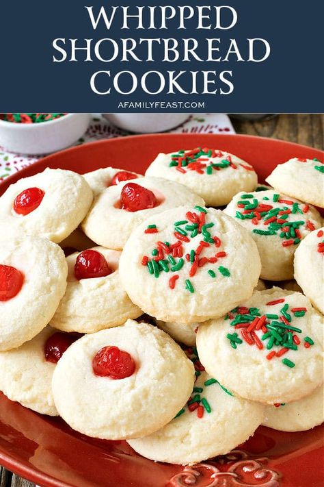 Whipped Shortbread Cookie Recipe, Christmas Dainties, Carrot Cheesecake, Italian Butter, Whipped Shortbread, Easy Holiday Cookies, Egg Free Cookies, Butter Shortbread, Shortbread Cookies Christmas